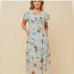 Hayden La Keana blue floral Midi Dress